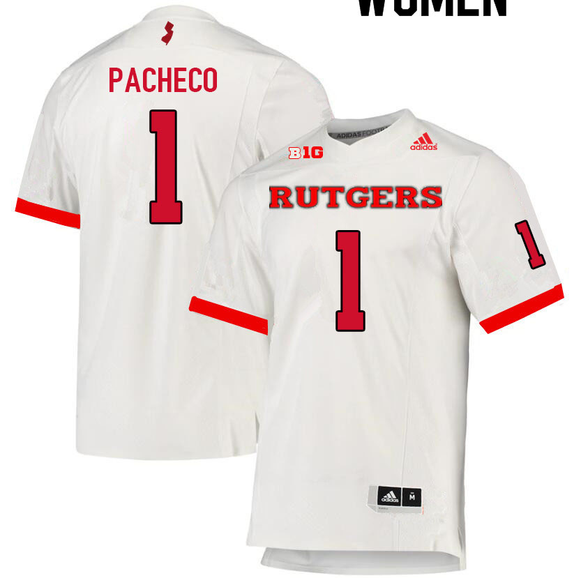 Women #1 Isaih Pacheco Rutgers Scarlet Knights College Football Jerseys Sale-White - Click Image to Close